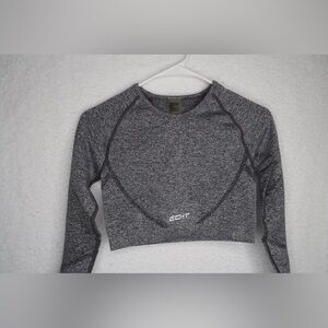 Echt Women’s Dark Grey Cropped Long Sleeve Top sz S activewear workout gym